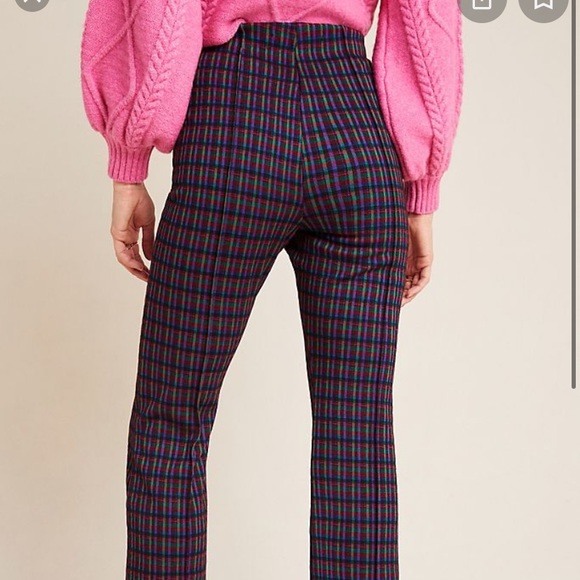 NWT Anthropologie flare high waisted checked pants - Picture 2 of 3